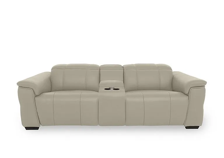 Inca NC Leather 3 Seater Power Recliner Sofa with Pop Up Light Console and Power Headrests - Oyster