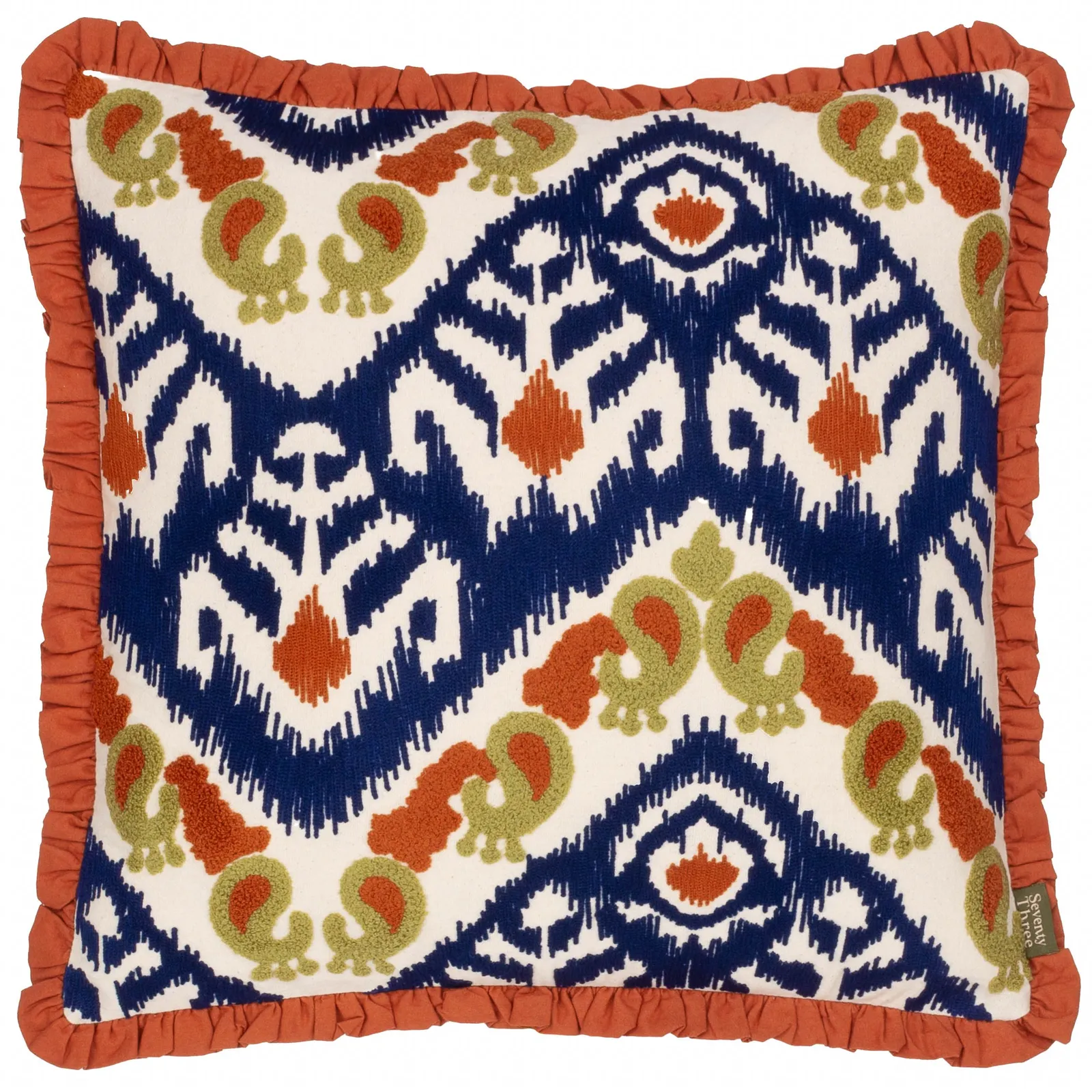 Paoletti Henderson Embroidered 100% Cotton Cushion in Orange 2