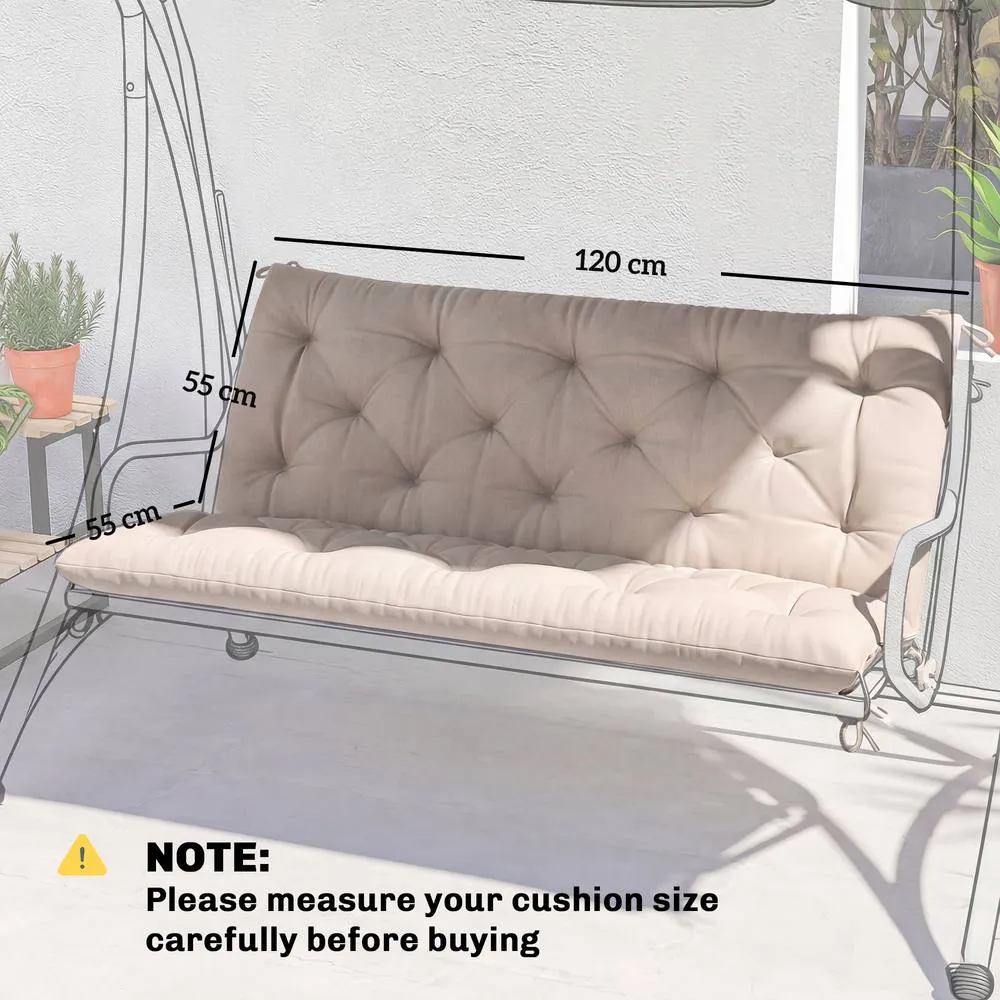 OUTSUNNY Garden Bench Cushion, Seat Pad with Ties in Khaki 3