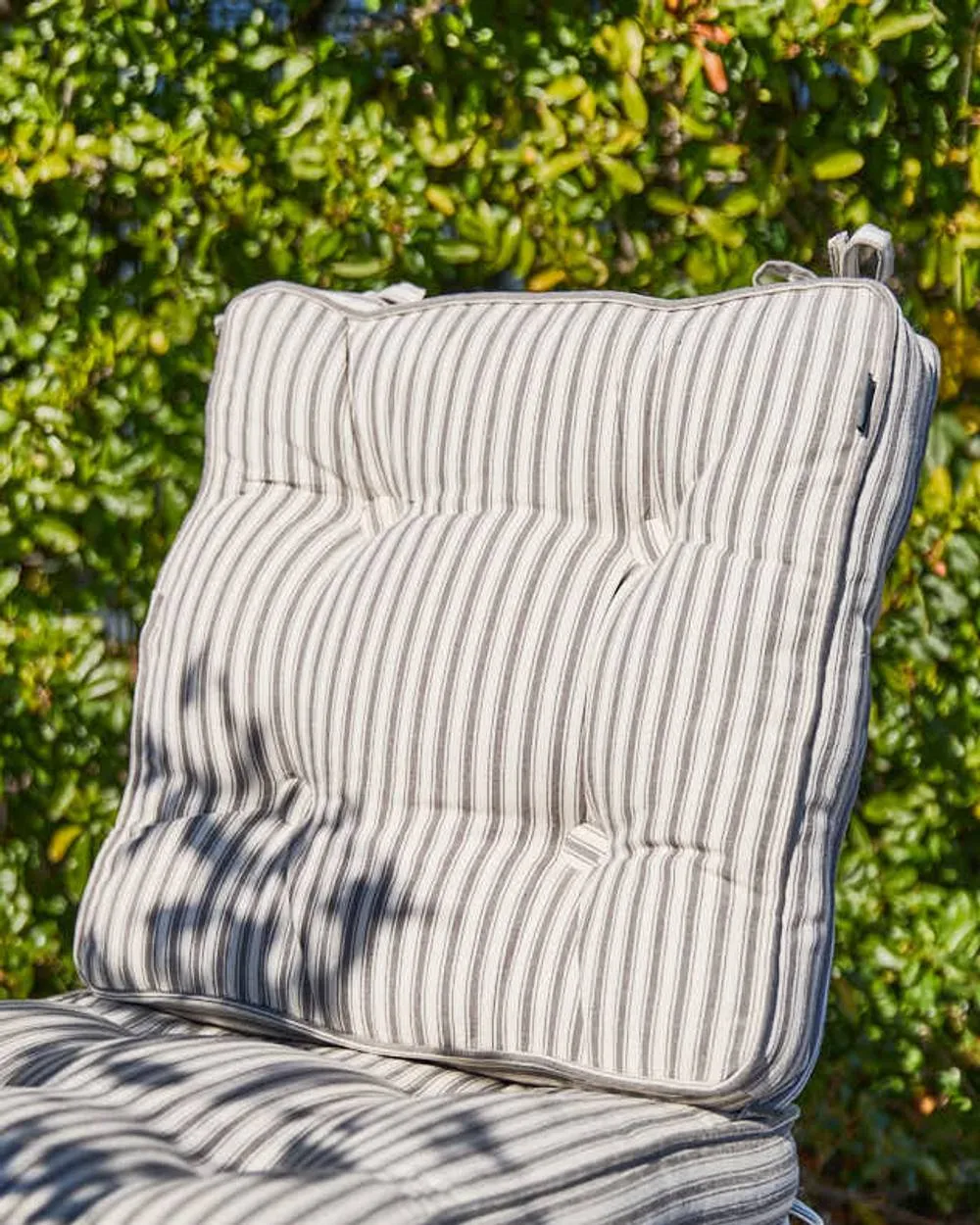 Dibor Set of 2 Grey Striped Square Summer Outdoor Garden Chair Seat Pad Cushions W45 x L45cm 3