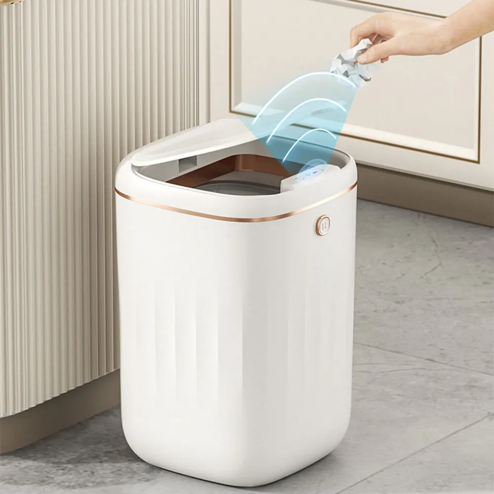 Automatic Touchless Motion Sensor  White Smart Rubbish Bin for Bathroom Kitchen