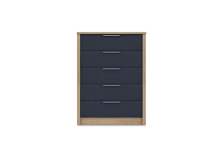 Chelsea 5 Drawer Chest with Silver Handles - Royal Blue