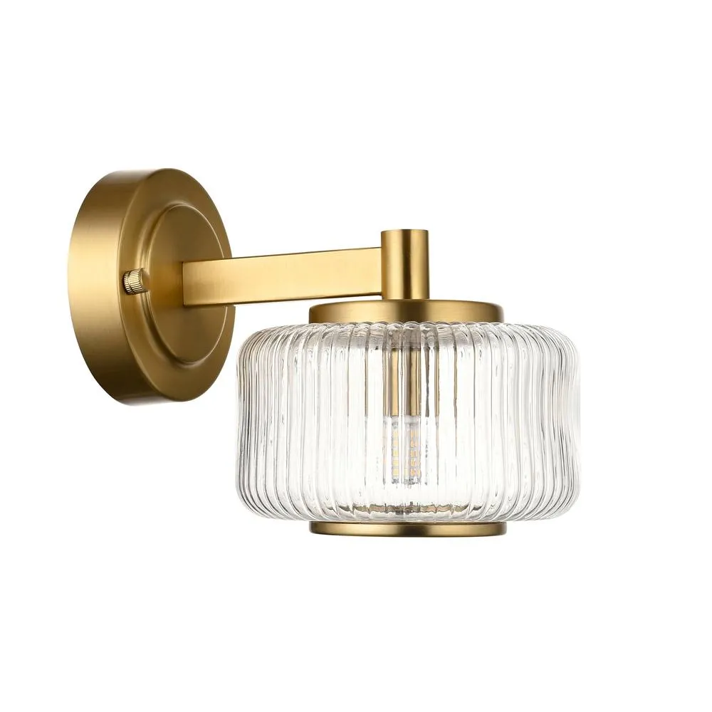 Netlighting Stamford Dome Wall Lamp & Ribbed Glass G9 in Gold 6