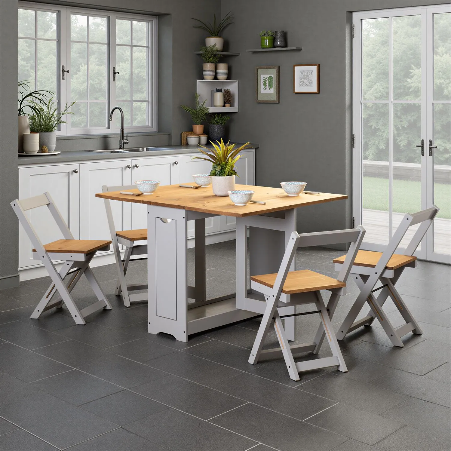 Seconique Santos Butterfly Dining Set in Grey 1