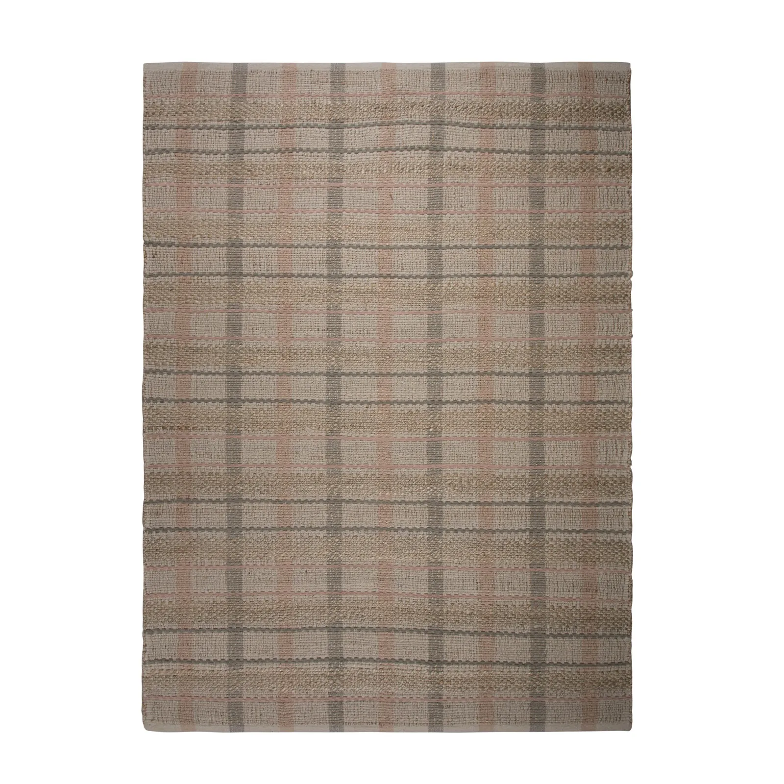 Evelyn Jute Mix Woven Rug Pink, Grey and Beige
