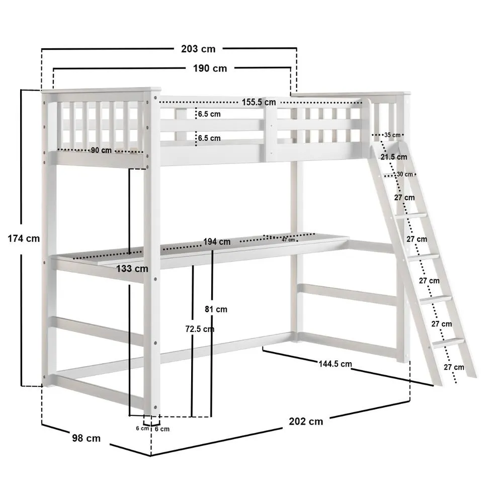 Flair Jules High Sleeper with Desk White 5