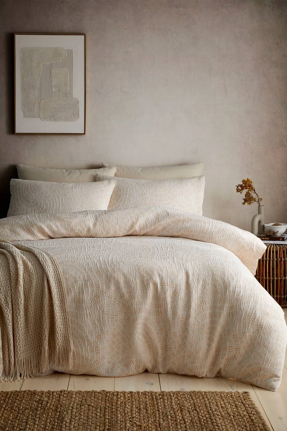 Appletree 'Fossil Jacquard' Textured Duvet Cover Set in Natural 4