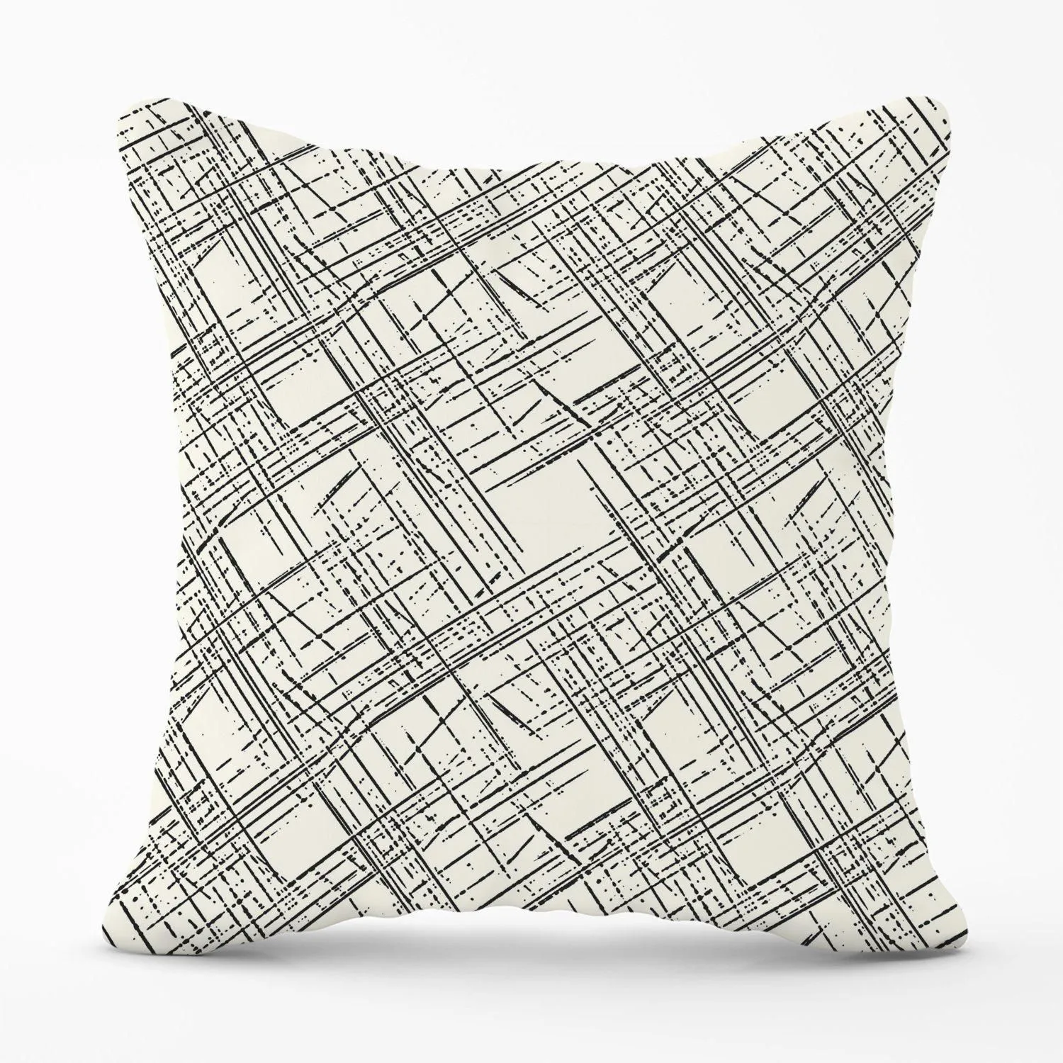 Warren Reed - Designer Monochrome Distressted Pattern Outdoor Cushion in Grey