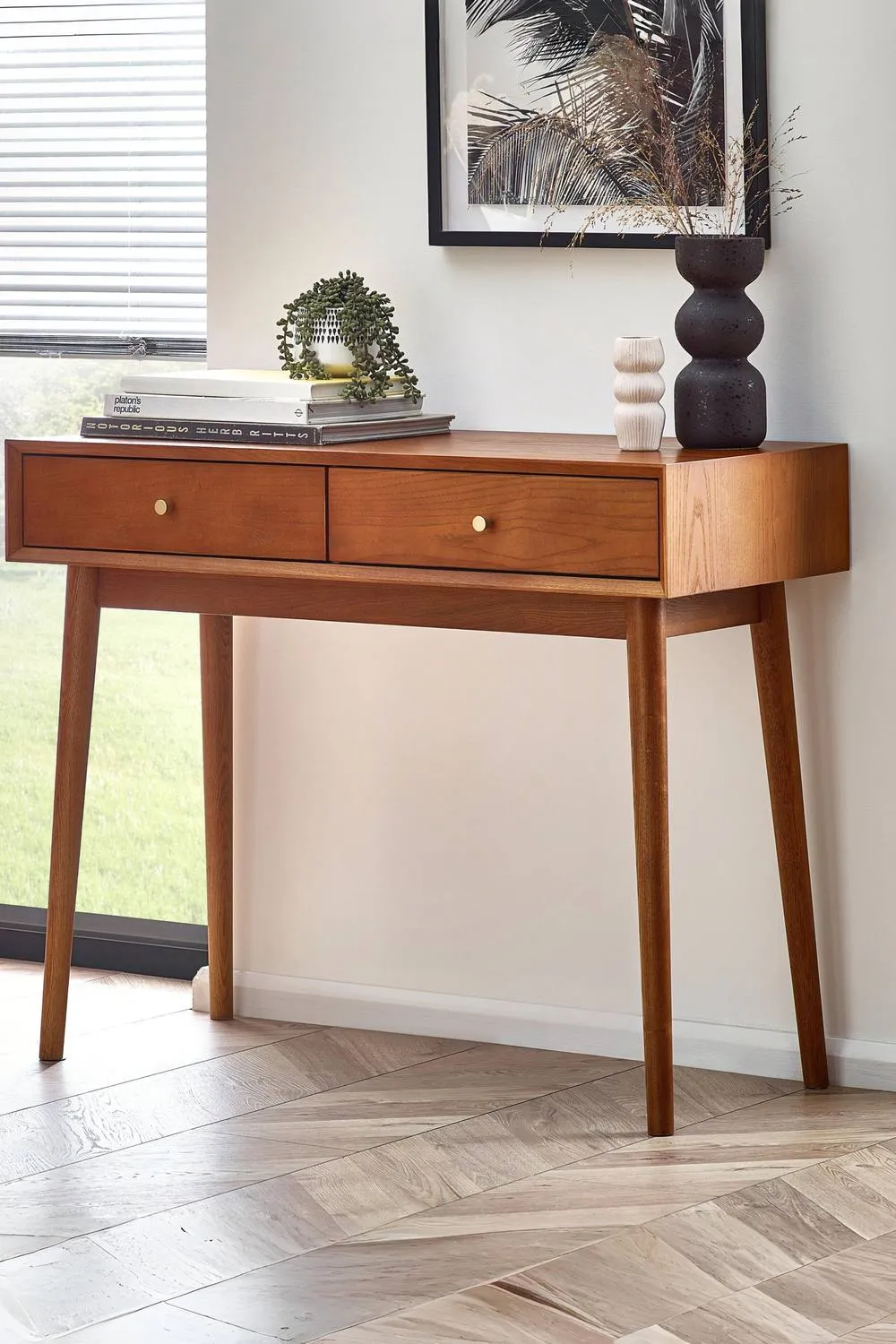 Julian Bowen Lowry 2 Drawer Console Table in Tan
