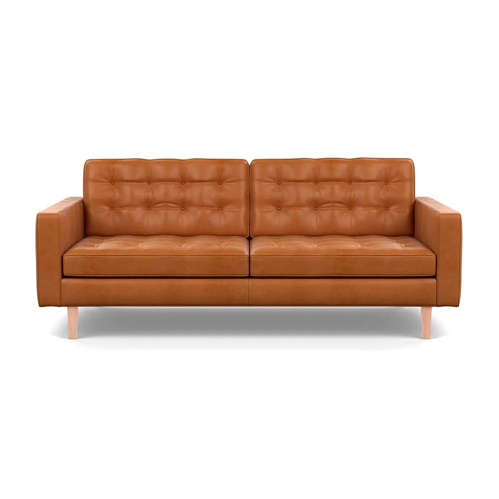 Heal's Hepburn 3 Seater Daino Leather Treacle Natural Feet 1