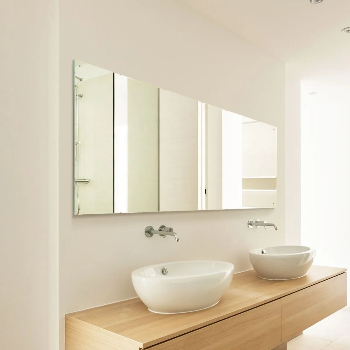 MirrorOutlet Circuitt 4mm Sheet Mirror Glass with 4 Holes Polished Edges160 x 80cm in Silver 4