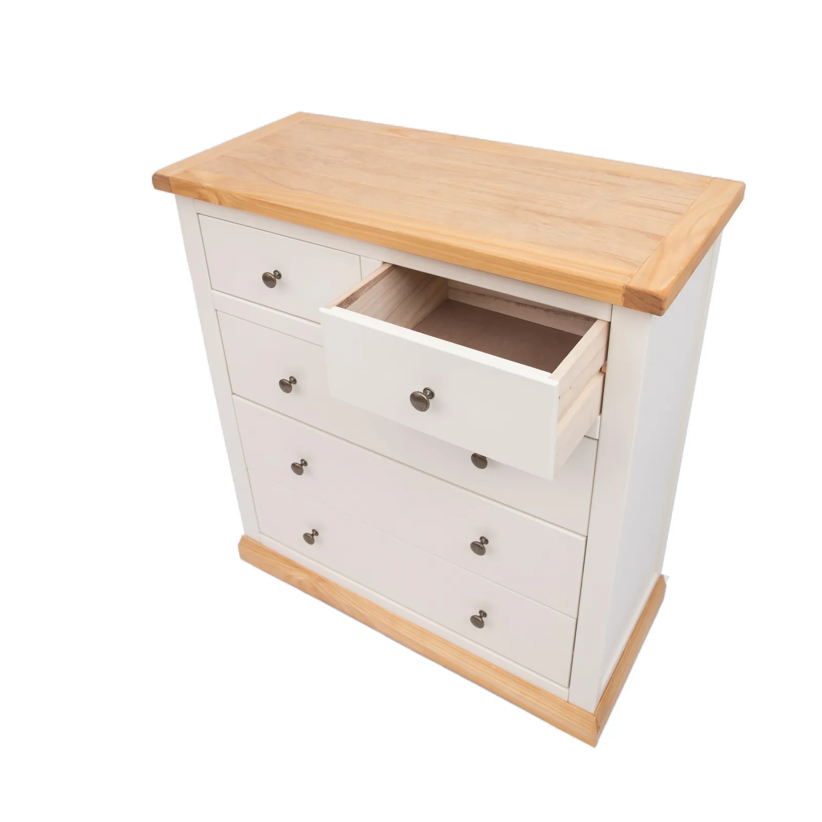 Cabinet Bits Trevi 5 Drawer Chest of Drawers Brass Knob in Off-White 4