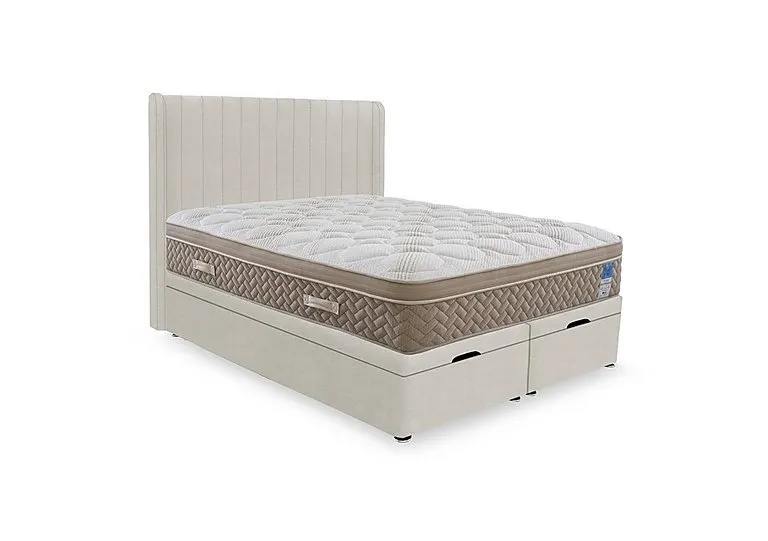 PlushTech End Lift Ottoman Divan Set - Super King - Plush Ecru