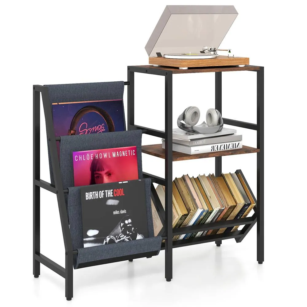 Costway Large Capacity Vinyl Holder with Metal Frame in Brown 5