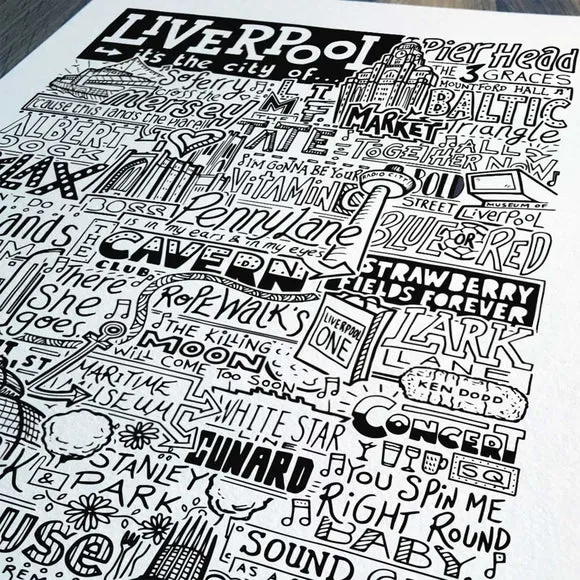 Sketchbook Design Liverpool Landmarks Framed Print 3