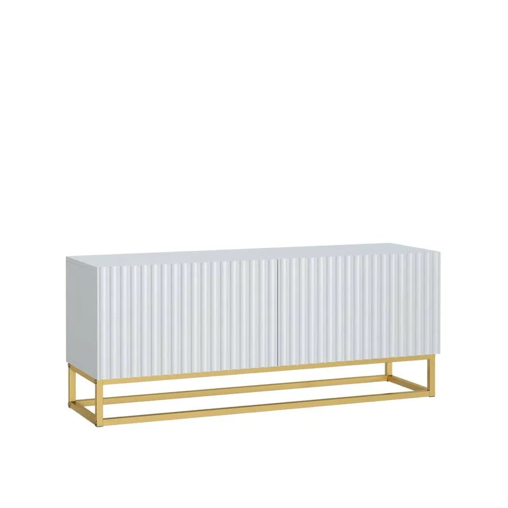Creative Furniture Ripple TV Unit 100cm - Modern Fluted Design with Push to Open Doors in White 6