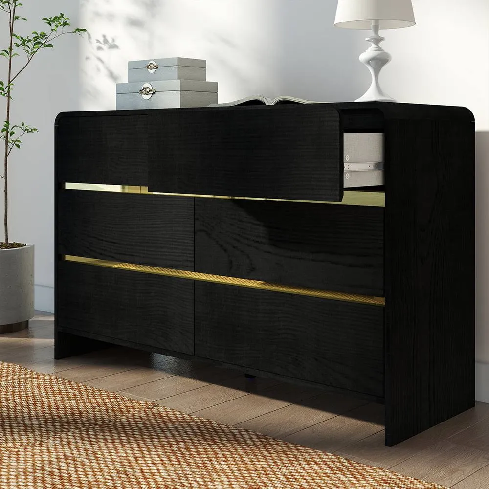 Melody Maison Black 6 Drawer Chest Of Drawers - Meridian Black Range 2