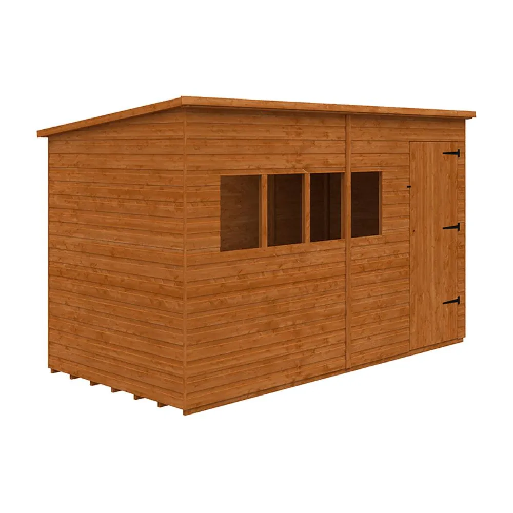Buttercup Farm 12 x 6 Feet Deluxe Pent 12mm Shed - Solid Wood/Softwood/Pine in Burnt Orange