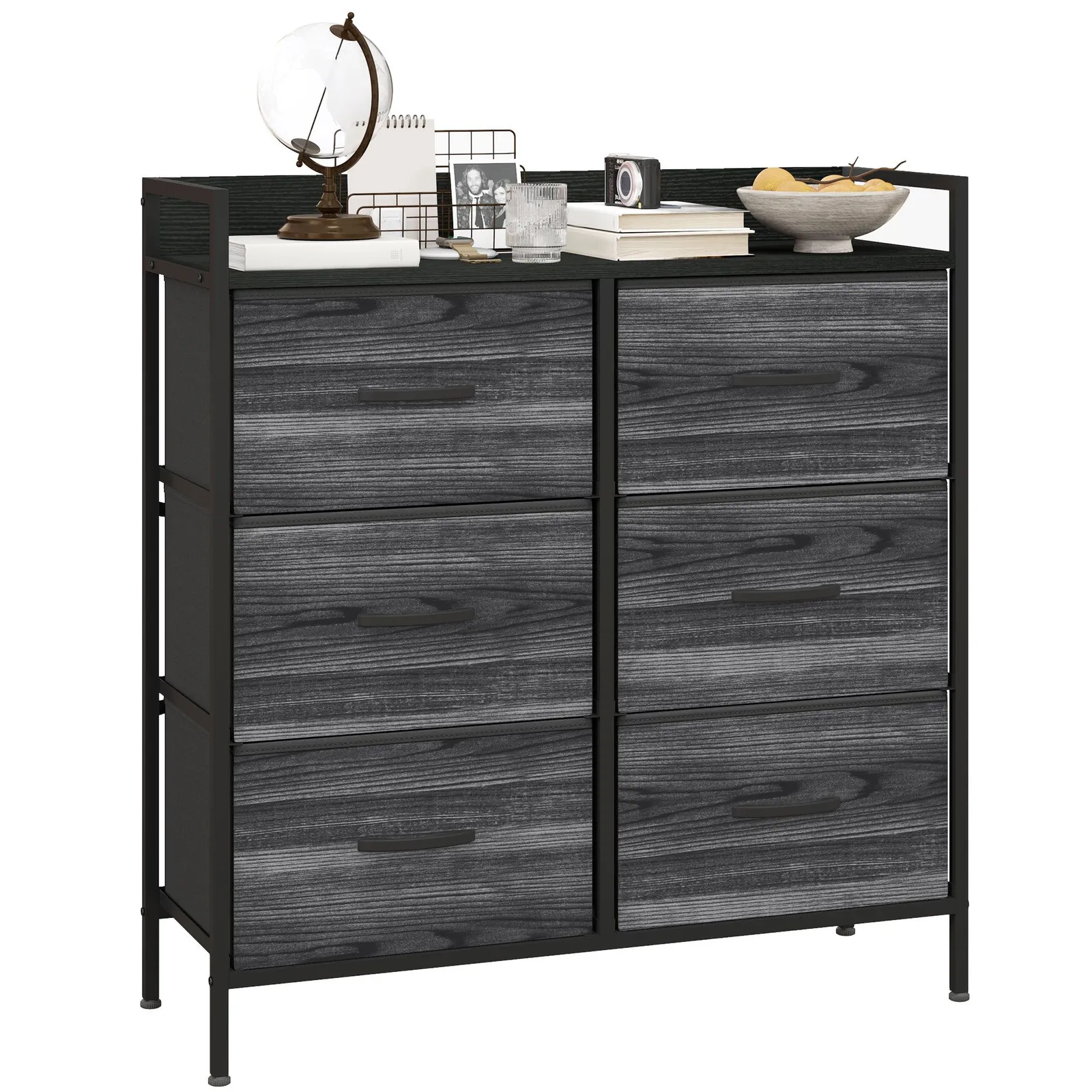 HOMCOM Bedroom Chest of Drawers 6 Drawer Dresser w/ Shelf, Black 2