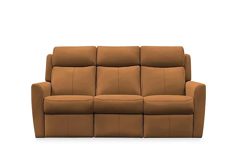 Wren 3 Seater Leather Recliner Sofa with Headrests and Power Lumbar - Cambridge Tan