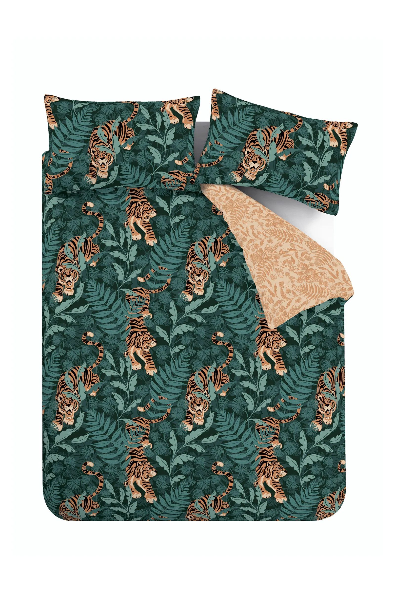 Catherine Lansfield 'Tropic Tiger Leaf' Duvet Cover Set in Green 5