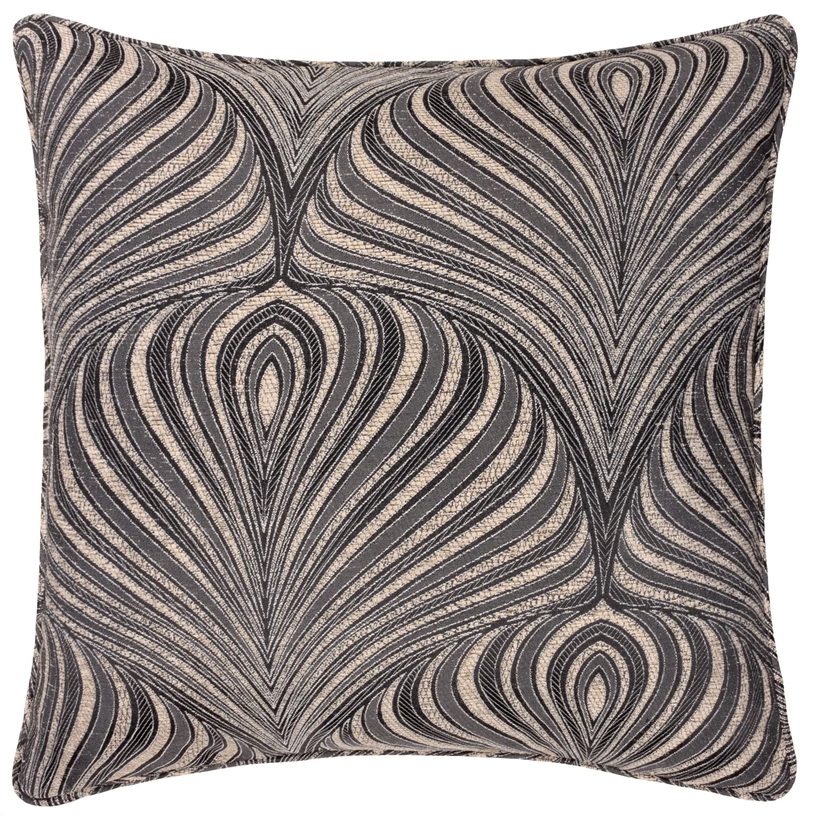 Paoletti Gatsby Jacquard Polyester Filled Cushion in Black 2