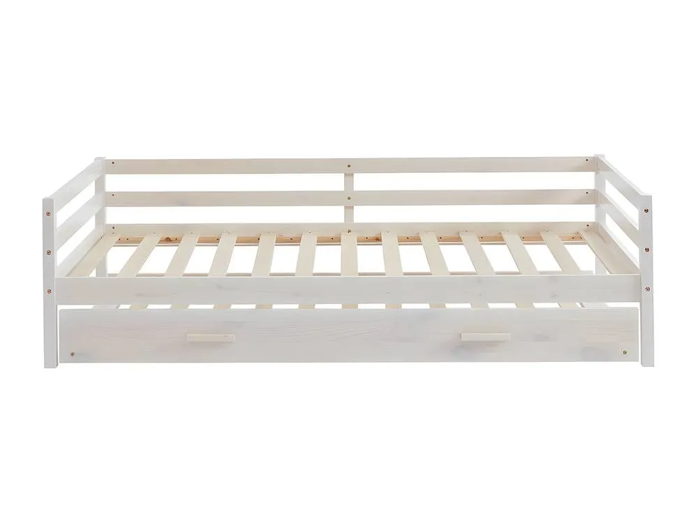 Vente-unique Trundle Bed - 2 X 90 X 190 Cm - Solid Pine & MDF - Whitewashed in White 2