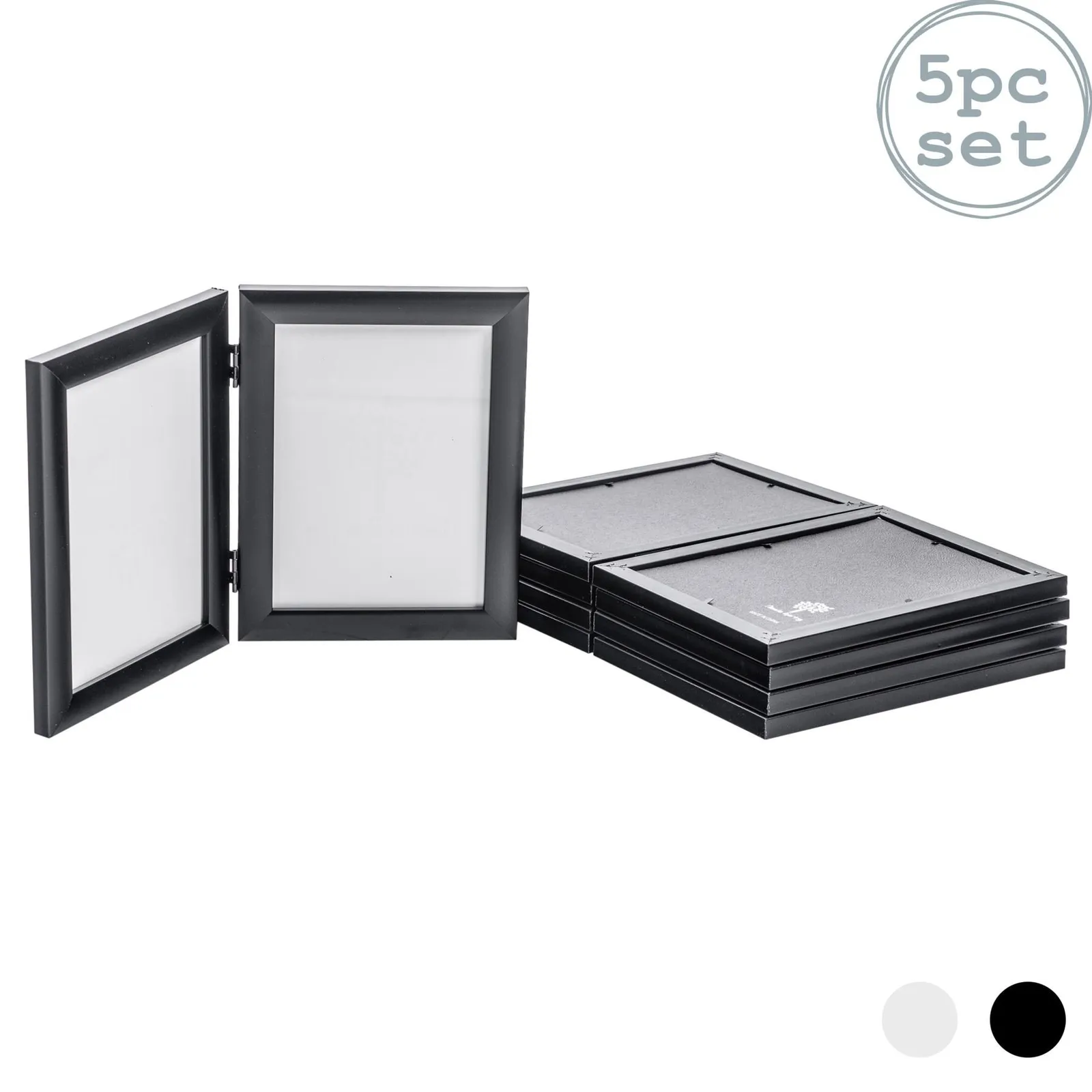 Nicola Spring 5x Folding 2 Photo Frames - 5 x 7" Freestanding Picture Display Frame in Black