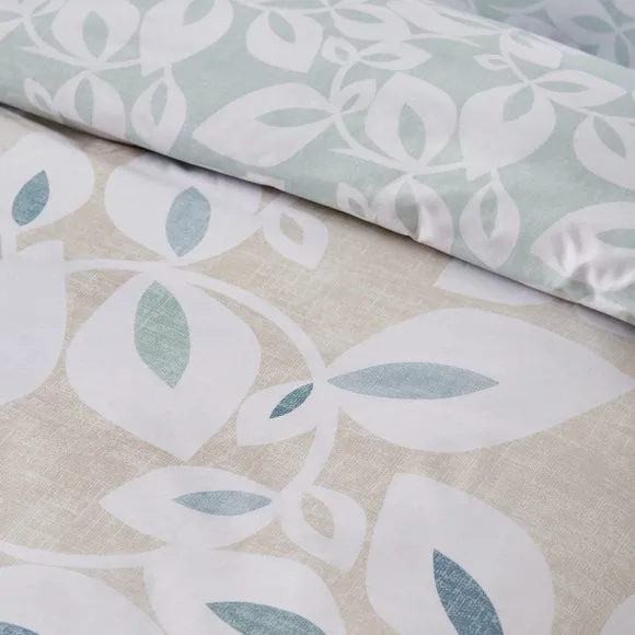 Catherine Lansfield Inga Leaf Polycotton Duvet Cover & Pillowcase Set 4