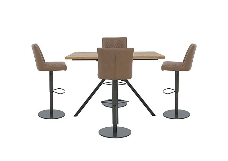 Earth Large Table and 4 Swivel Bar Stools