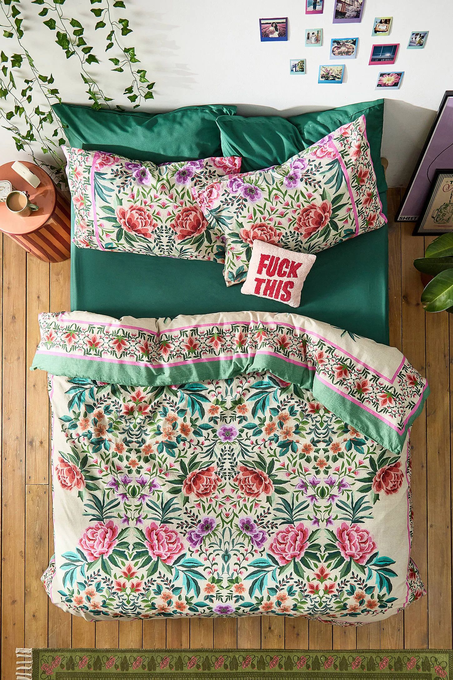 Evelyn Floral Duvet Set - Dark Green