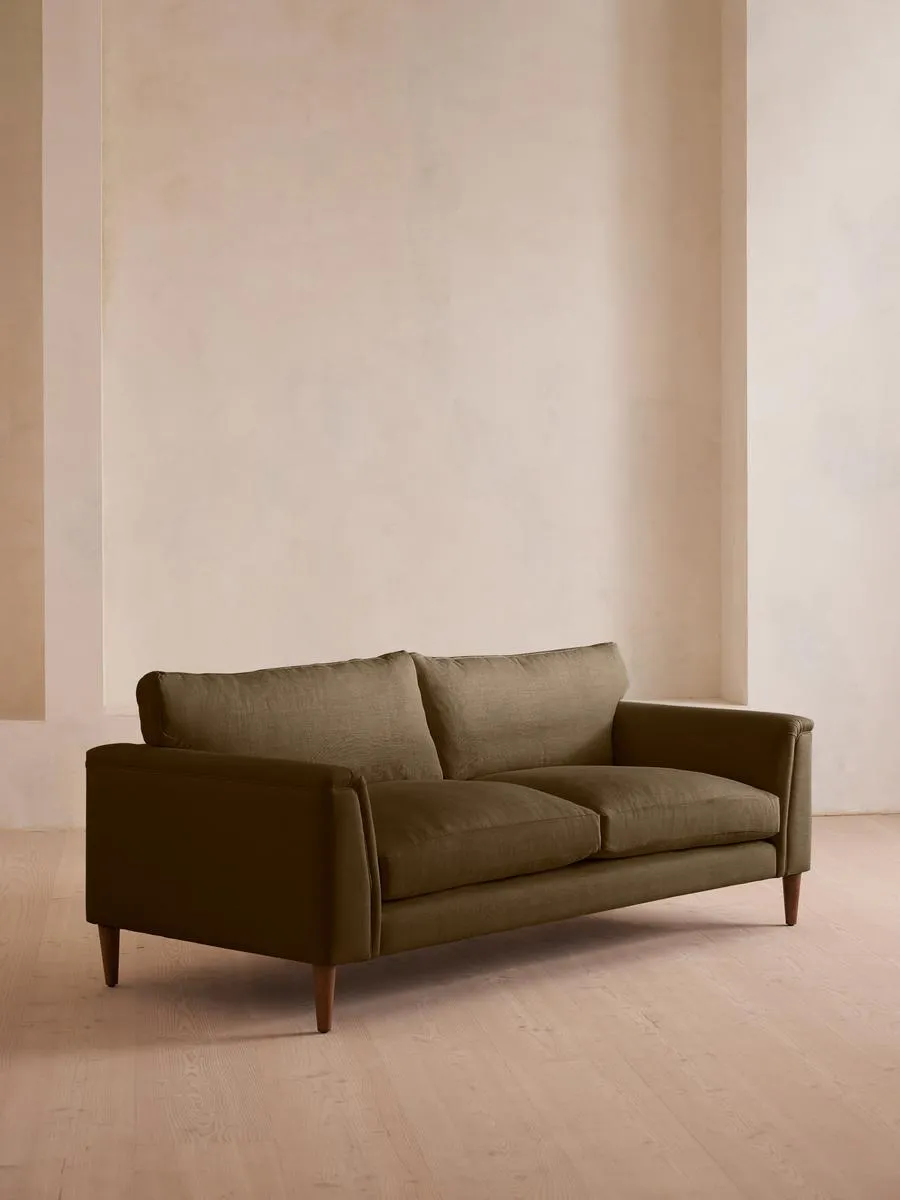 Reya Three Seater Sofa, Linen, Olive