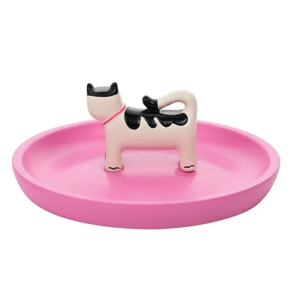 Raspberry Blossom Cat Trinket Dish 3