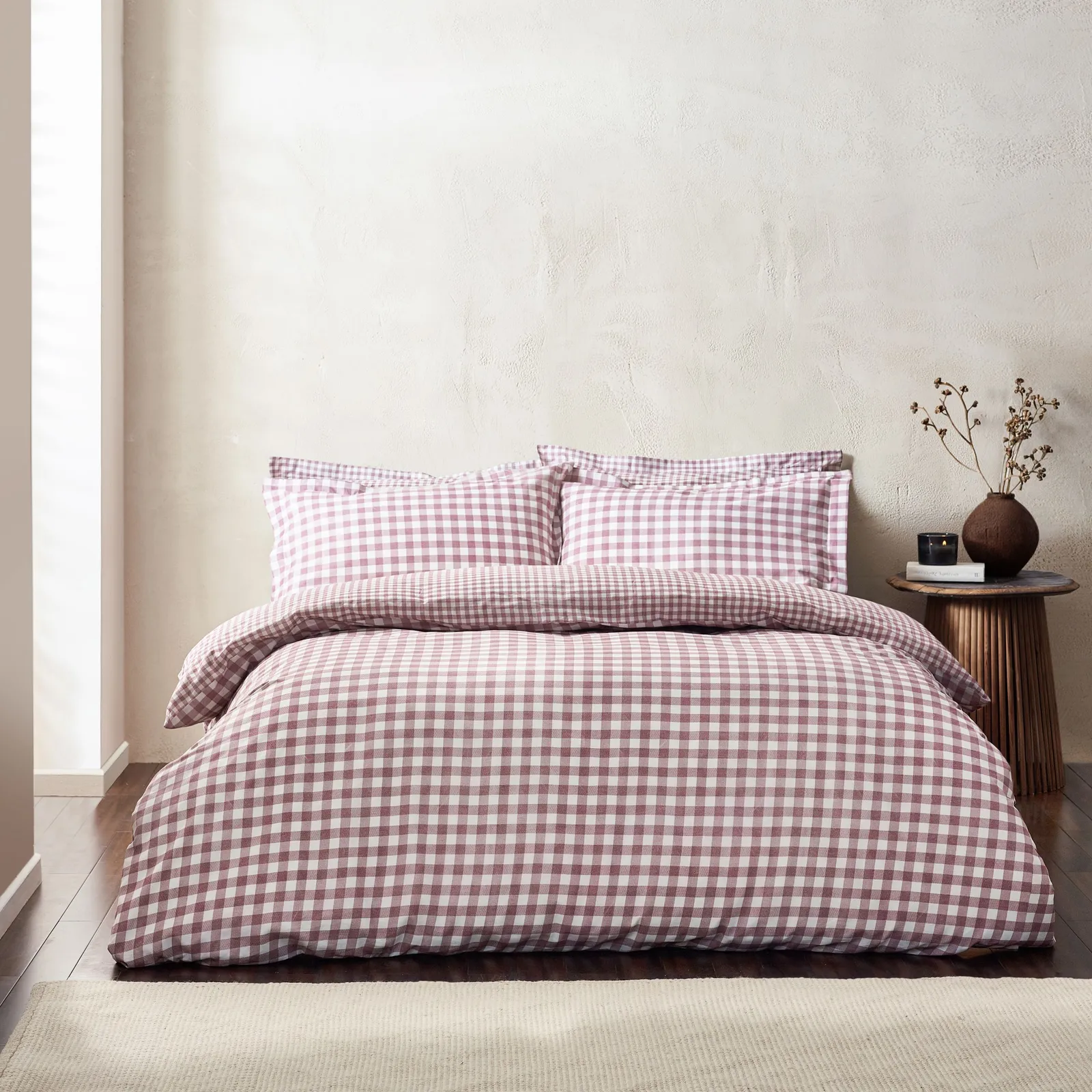 Yard Barton Gingham Check Reversible Duvet Cover Set in Purple 4