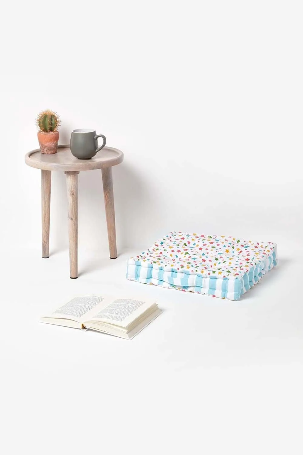 Homescapes Cotton Multi Coloured Stars Floor Cushion 2