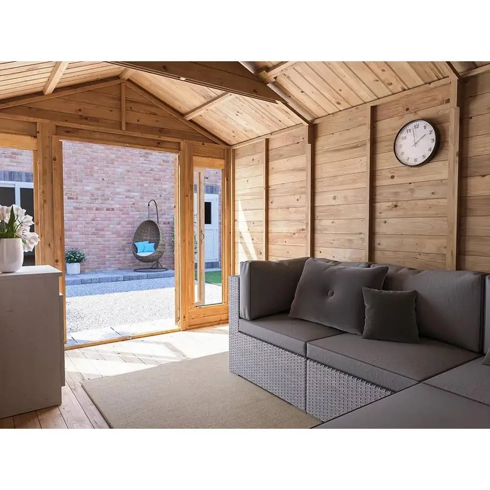 Dunster House Summerhouse 2.4m x 3.6m (8' x 12') Apex Roof, RagePanda Modular in Brown 5