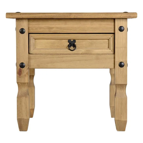 Corona 1 Drawer Lamp Table, Pine 3