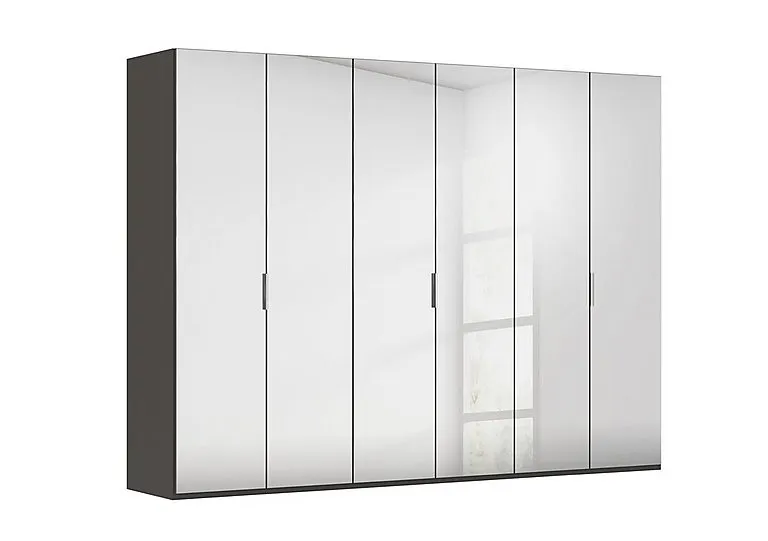 Formes 6 Door Bifold Wardrobe with Mirror Doors - Graphite/Basalt Front