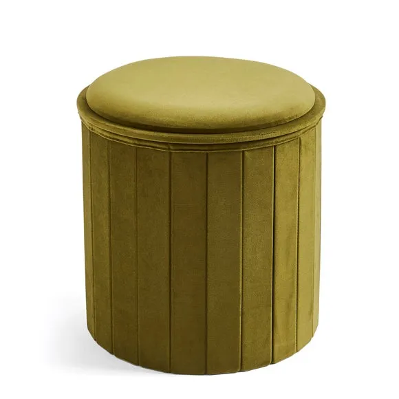 Round Ottoman with Tray, Velvet 3
