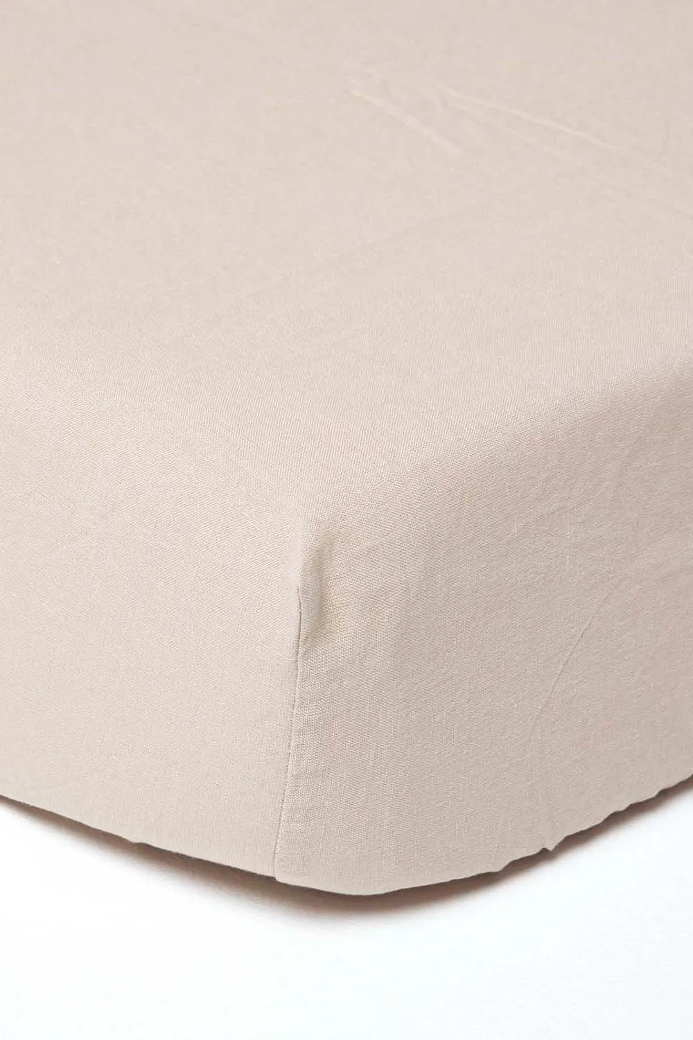 Homescapes Luxury Soft Plain Linen Deep Fitted Sheet 18 inch Deep in Natural 1