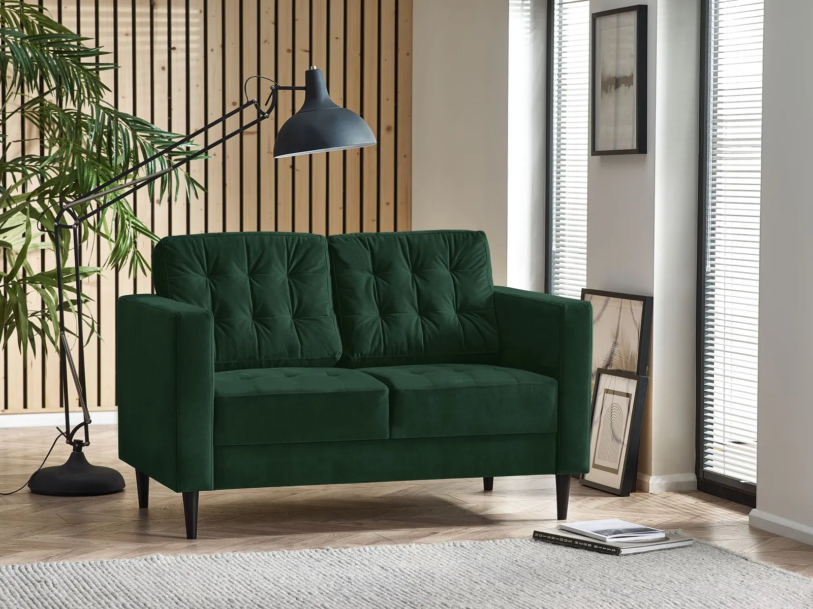 FurnitureboxUK Jade 2-Seater Soft Touch Velvet Sofa With Solid Wood Frame in Emerald 2