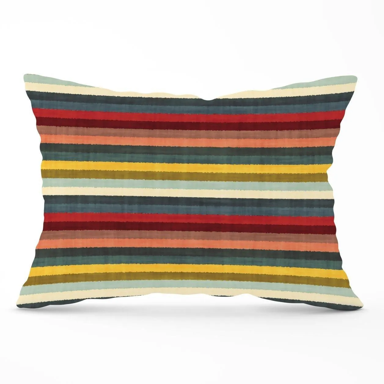 Warren Reed - Designer Multicolour Striped Brish Pattern Cushions in Green