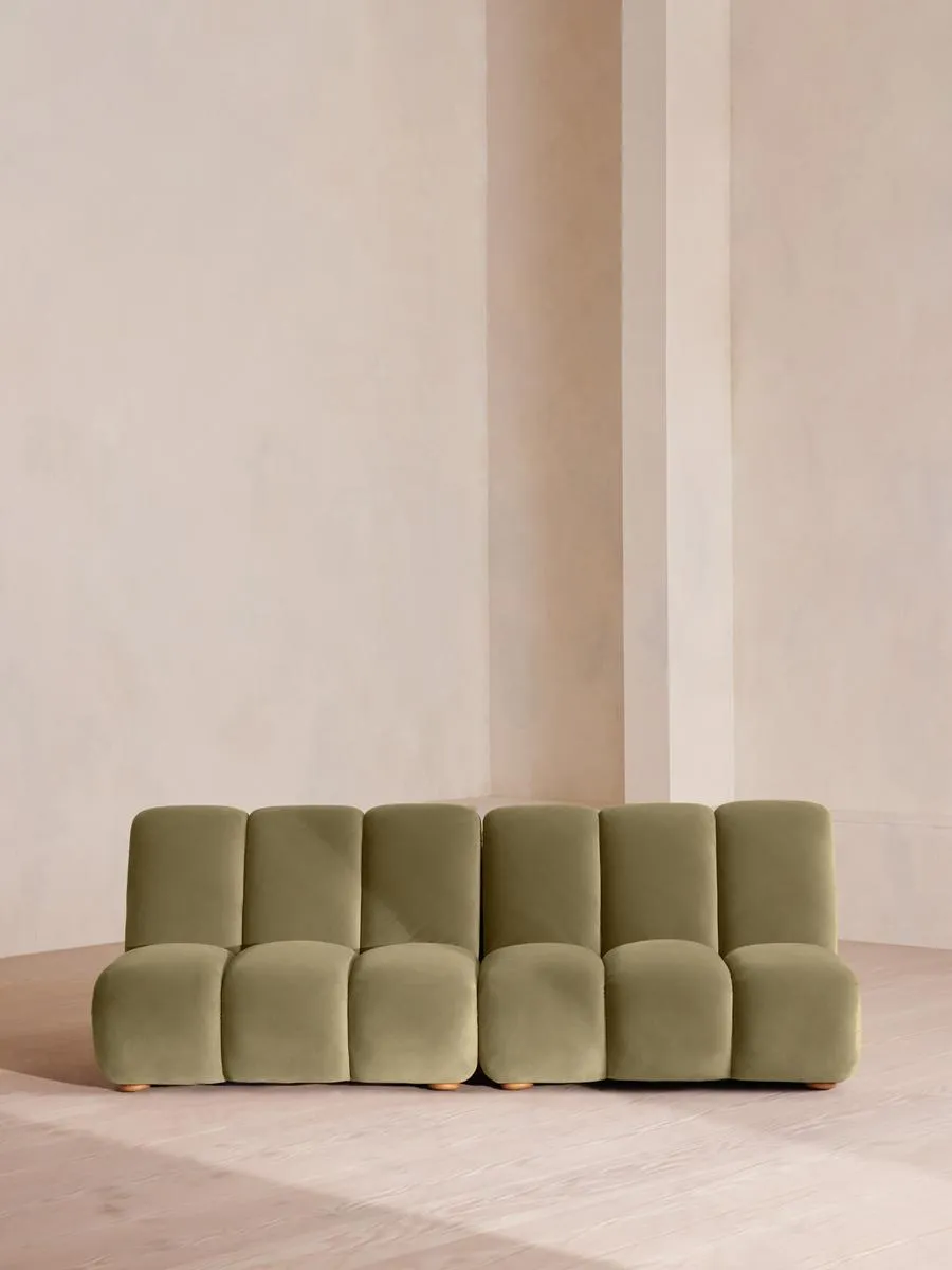 Noelle Modular Sofa, Four Seater, Velvet, Lichen