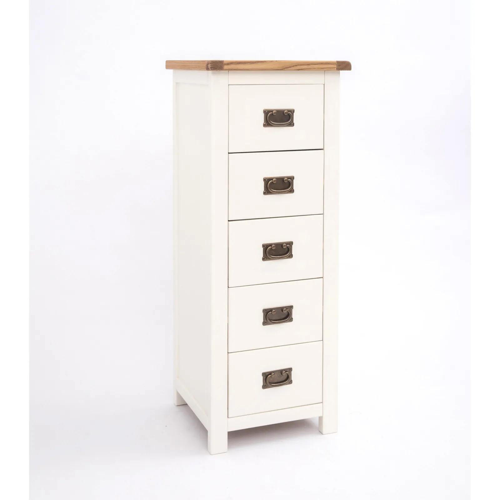 Cabinet Bits Lovere 5 Drawer Narrow Chest of Drawers Bras Drop Handle in Off-White 3