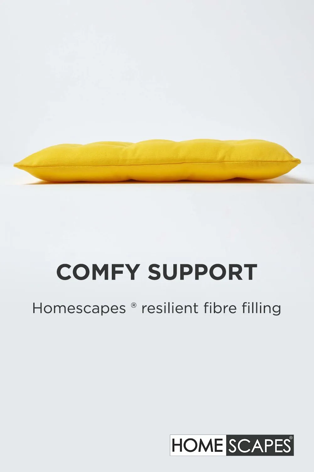 Homescapes 4 Pack Seat Pads Luxury 100% Cotton Indoor Outdoor Garden Cushion, 40cm in Yellow 4