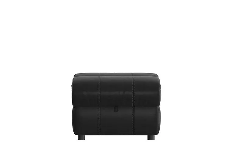 Link Leather Footstool - Classic Black