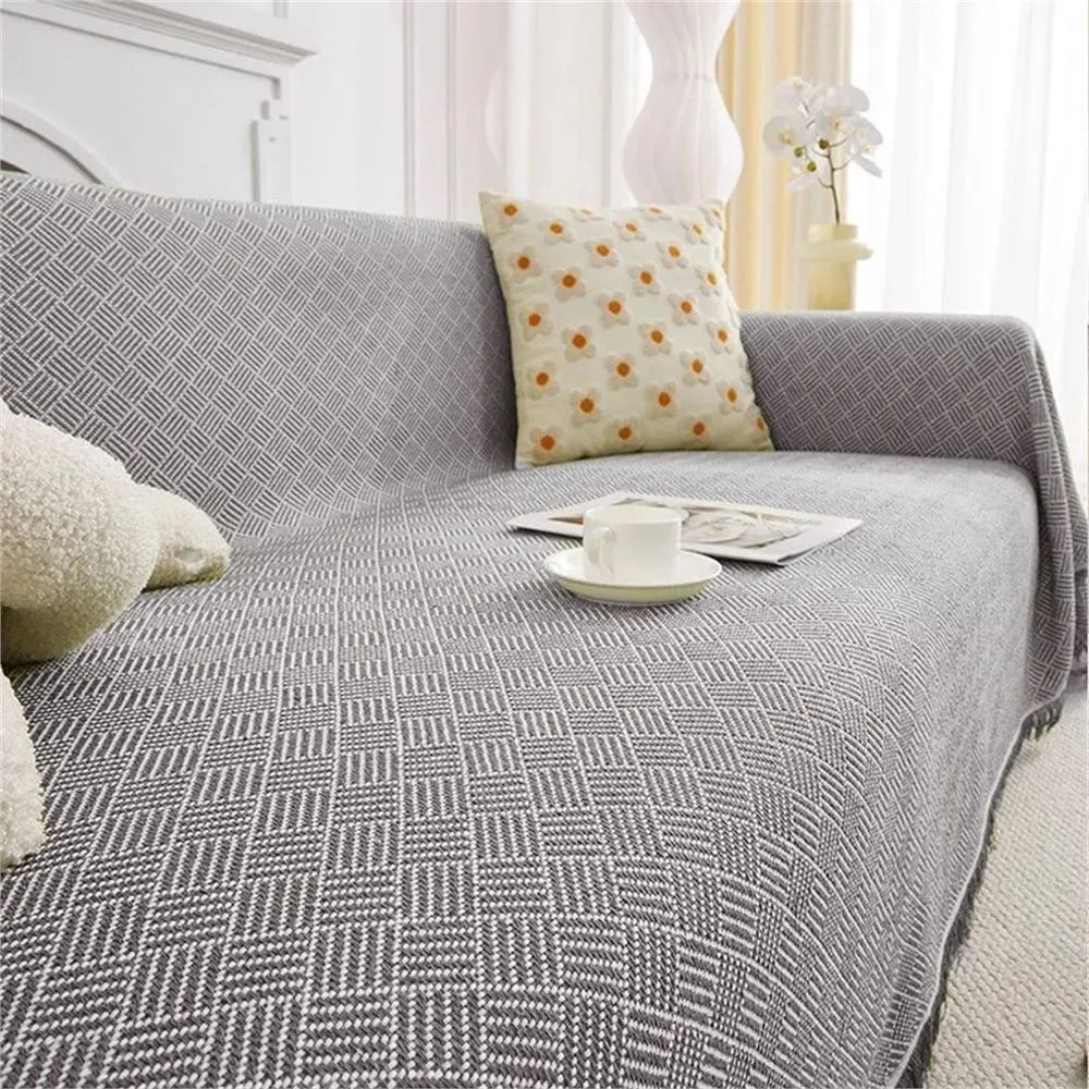 SPETLEK 180x340cm Cotton Fringed Throw for Sofa Bed