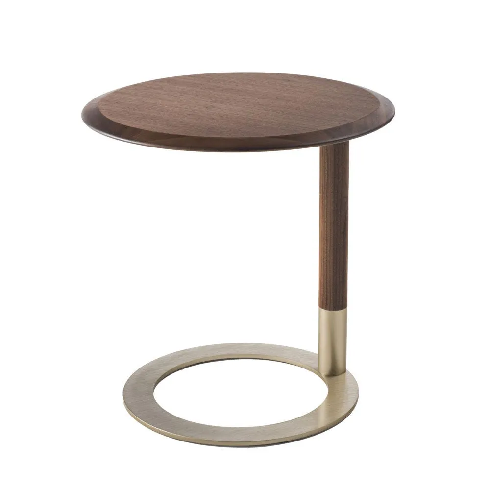 Porada Jok Side Table Round Walnut Top Brass Base 3