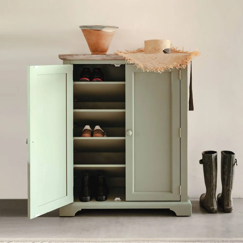 Statement Furniture Florence Shoe Storage Cabinet Wooden Shoe Rack in Light Green 1