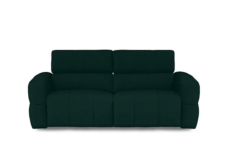 Cube Fabric 3 Seater Power Recliner Sofa with Power Headrests - Bottle Green